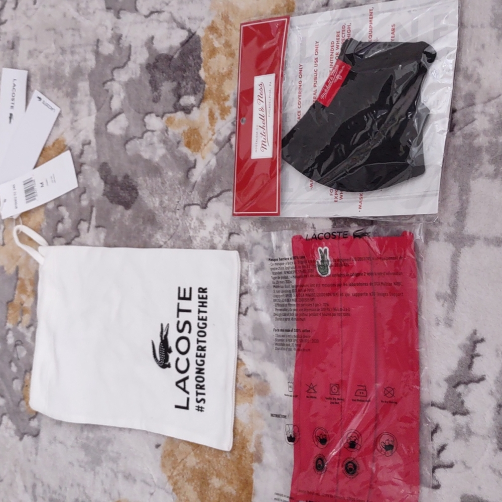 Facemask by Lacoste, Mitchell and Ness.
